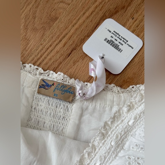 NEW $495 Fillyboo Heather Drop Waist Corset Mini Dress Broderie Anglaise XS - Picture 5 of 15